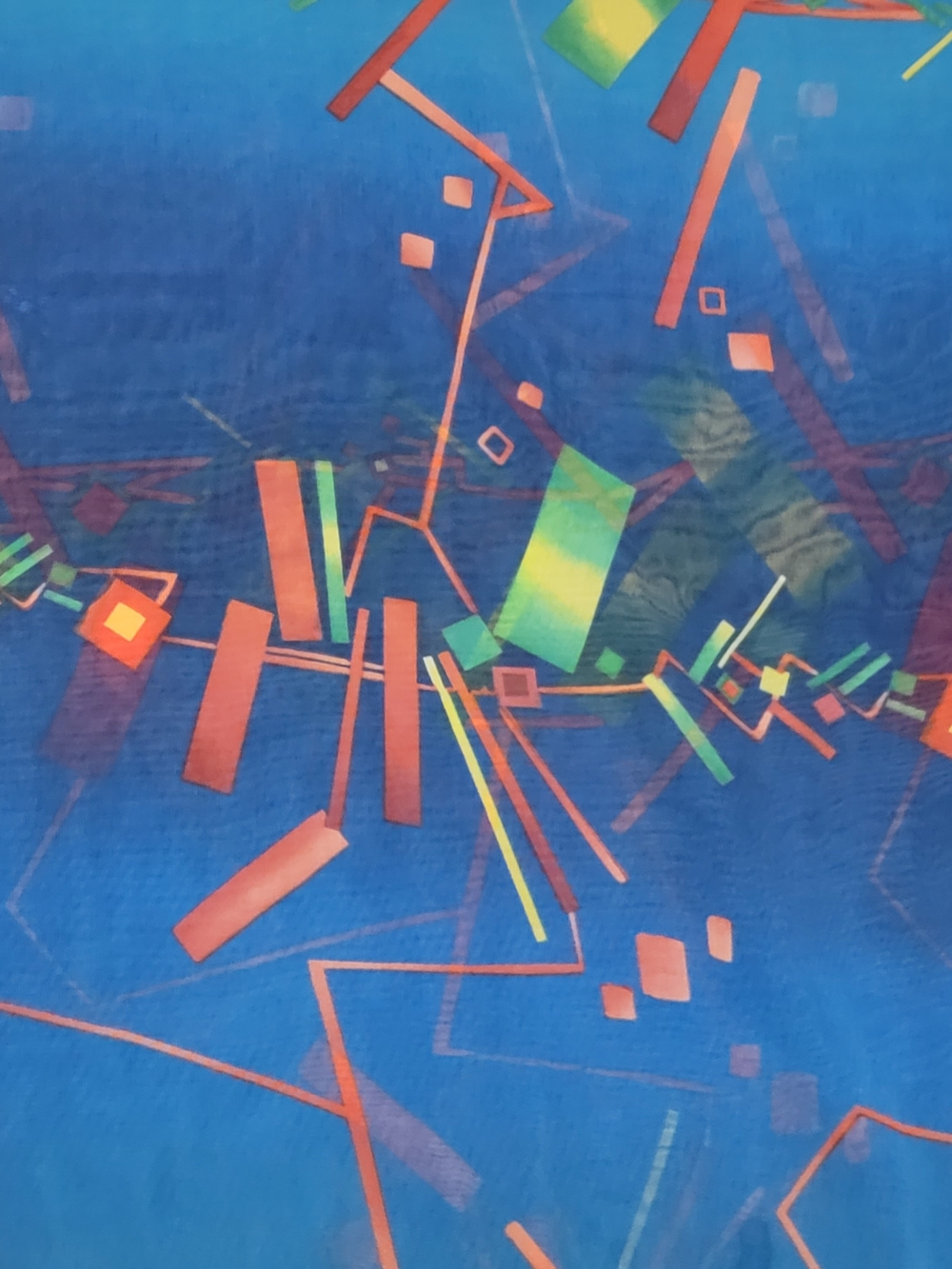 ⭐️ Vibrant Geometric Blue Sheer Paschmina Scarf - Picture 2 of 4